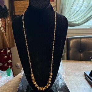 NWT Talbots goldtone adjustable necklace w tortoise and gold tone sliding beads